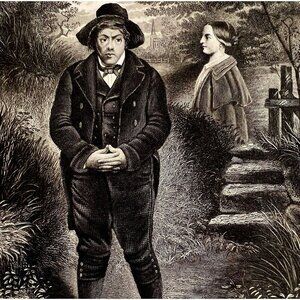 The Rejected Lover Steel Engraving 1859 Victorian Romance Man In Hat Art DWY5D